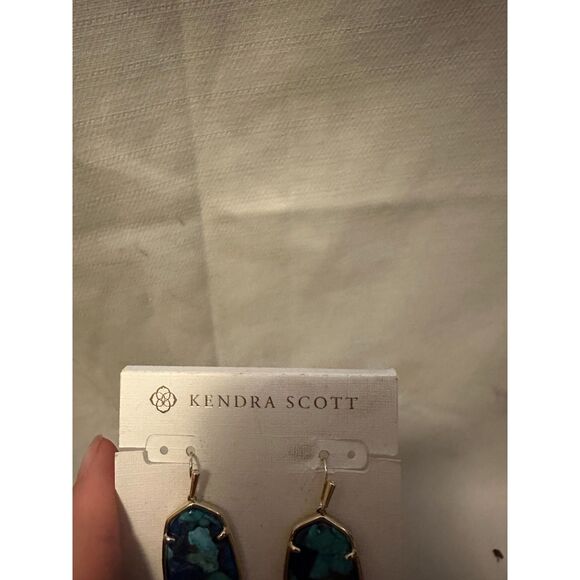 NEW Kendra Scott Elle Drop Earrings Gold Lapis Turquoise - Picture 3 of 3